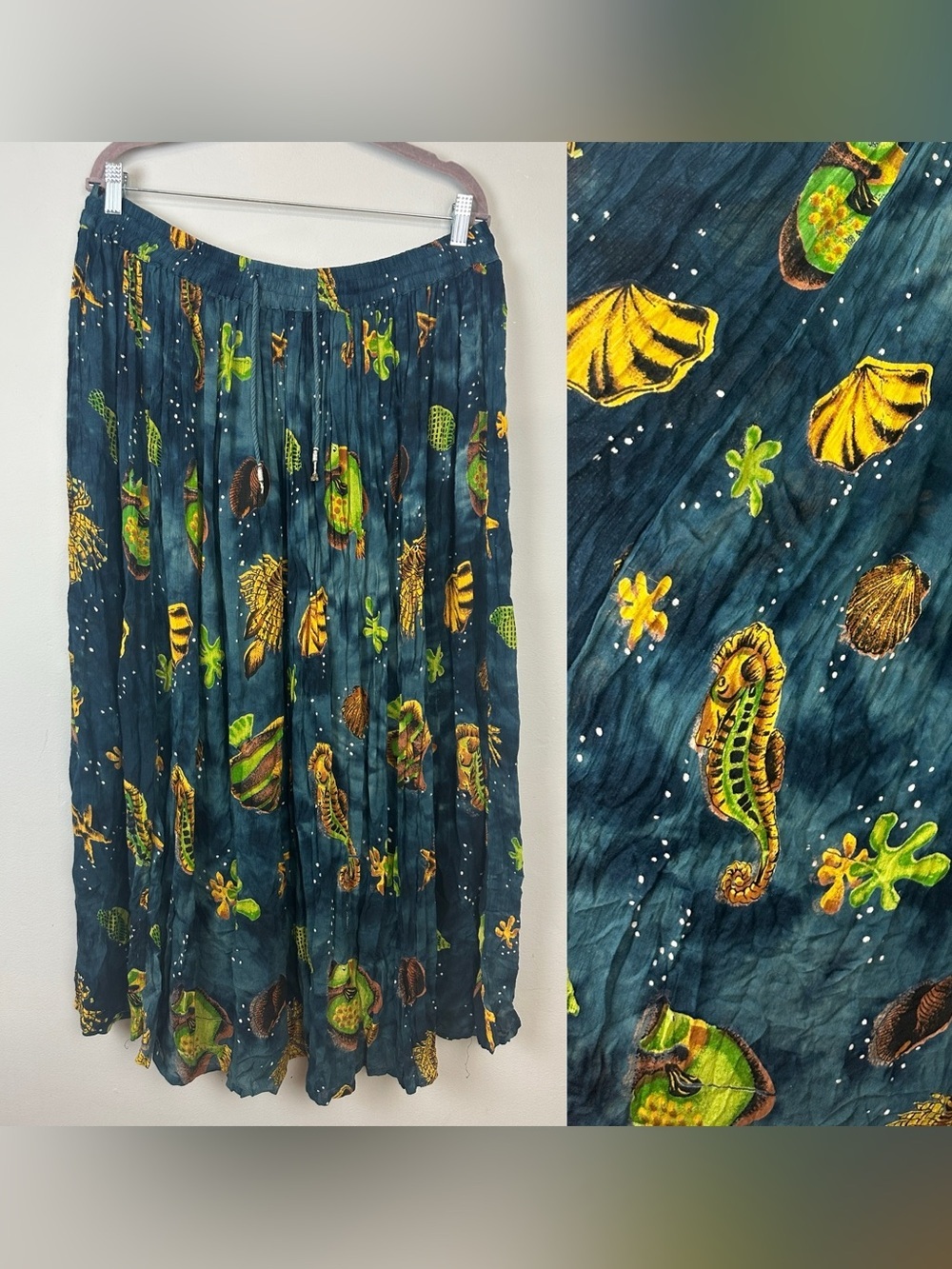 Mamta Fish, Seahorses, Ocean Under the sea Flowy Maxi Skirt Plus Size 3X